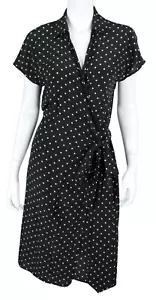 MAX MARA Black & White Polka Dot Print Silk Crepe Belted Wrap Dress 46 - Picture 1 of 5