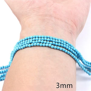 1 filo 3 mm turchese mini palla rotonda micro distanziatore perline sciolte 15,5" QT122 - Foto 1 di 1