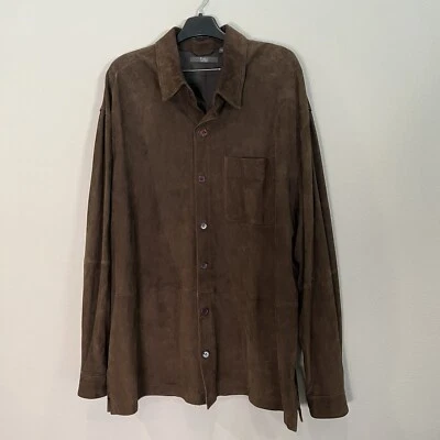 DEFECTIVE FOLIO  YORK Size M Mens Soft Leather Suede Button Front shirt  G3D - Image 1 of 4
