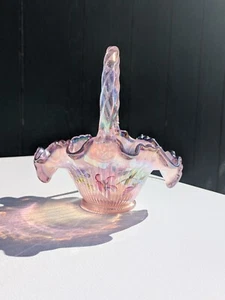 Cesta Fenton Champagne Opalescente Ciruela Cinta Borde Caramelo - Firmada - Imagen 1 de 15