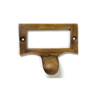 solid brass Small card frame holder Square pull finger Solid Brass 6 cm Knob - Picture 1 of 5