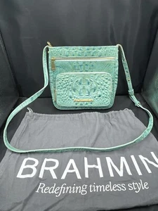 Brahmin Leather Teal Shoulder Crossbody Bag Purse with Dustbag - Picture 1 of 8
