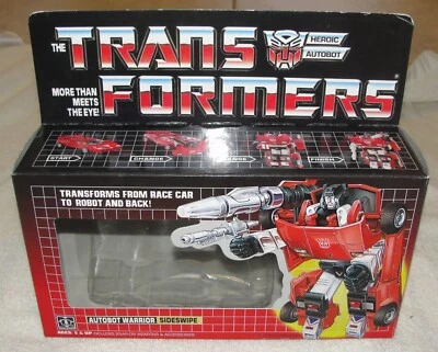 TRANSFORMERS G1 SIDESWIPE BOX, INSERTS, BUBBLE, & MANUAL NEW! AUTOBOT ROBOT - Image 1 of 4