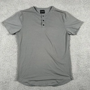 Cuts Clothing Curved Hem Henley Shirt Men M Gray Slim Fit Short Sleeve Stretch - Picture 1 of 7