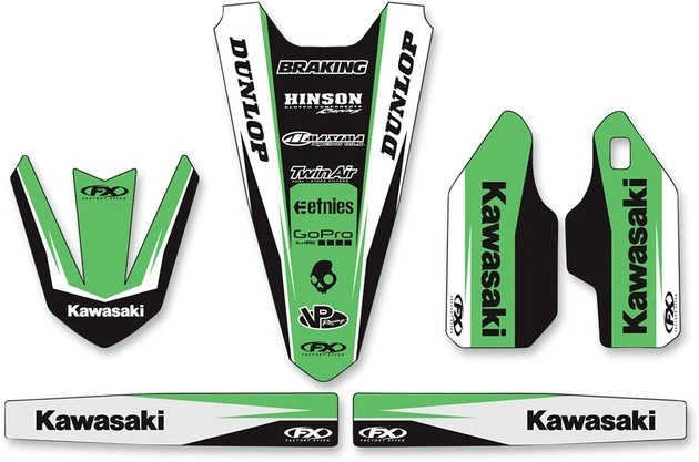 Kit de moldura universal Effex de fábrica negro/verde/blanco para Kawasaki KX125/KX250 Foto 1 de 1