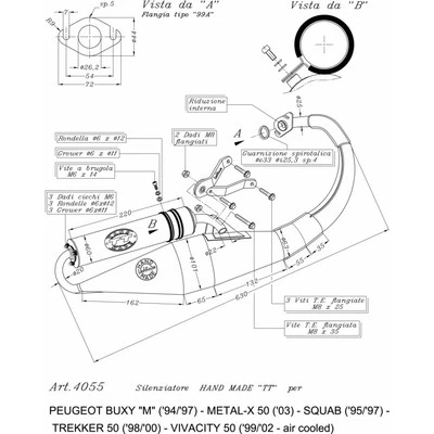 Echappement Complete Leovince Hand Made Tt Alu Peugeot Trekker 50 1998 > 2000 - Photo 1/3