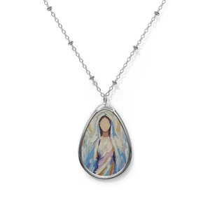 Elegant Oval Necklace with Inspirational Artwork, Gift for Her, Handmade - Picture 1 of 6