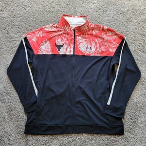 Under Armour ROCK Full Zip Windbreaker Jacket Men 3XL Red Black Floral Polyester - Picture 1 of 8