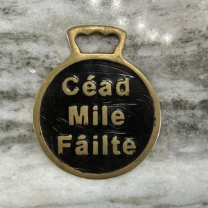 Medallón de caballo de latón Irlanda irlandesa gaélico espectáculo arnés Cead Mile Failte - Imagen 1 de 2