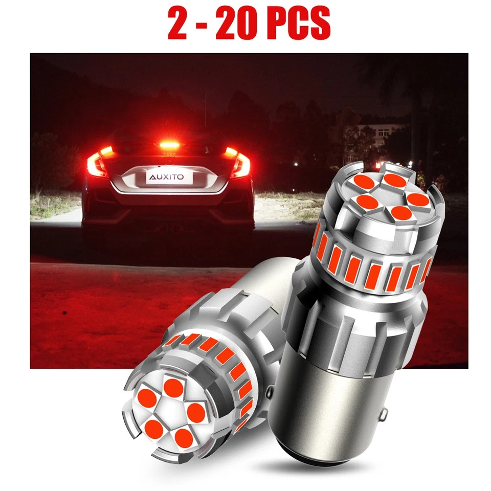 Juego de 2-20 piezas 1157 bombilla tope para luz de freno LED luces traseras de repuesto rojo AUXITO Foto 1 de 4