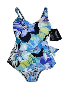 Maxine Of Hollywood Blue One Piece Slimming Swimsuit 8 NWT - Picture 1 of 9