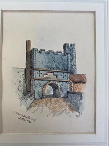 MOUNTED VICTORIAN WATERCOLOUR By Edward POCOCKE St BENEDICTS GATE OUT NORWICH - Picture 1 of 2