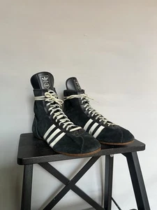 VTG 80s Adidas Champion Boxing Shoes Size UK9 Made in West Germany Wrestling - Picture 1 of 13