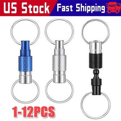 Heavy Duty Keychain Retractable Carabiner Car Key Chain with Badge Holder - Image 1 of 4