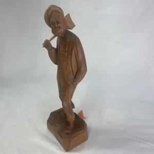 Vintage Paul Emile Caron Carving Folk Art Wood Signed Quebec Old Man With Axe - Picture 1 of 19