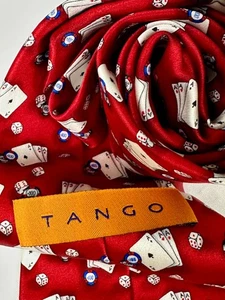 Corbata de seda roja Tango tema de casino - cartas, fichas de póker, dados 57" - Imagen 1 de 9
