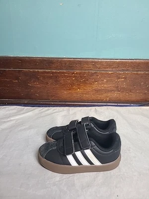 Adidas VL Court 3.0 Kids Size 8K Black/White Casual Shoes Sneakers ID9156-Clean - Image 1 of 4