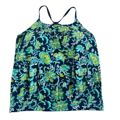 Blusa Tankini Lands End Deep Sea Floral 18 Abdomen Ocultar Ajuste Playa Vacaciones Foto 1 de 4