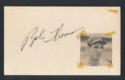 1951 BOBBY THOMSON Vintage SHOT HEARD ROUND WORLD Signed Baseball Index Card JSA - Image 1 of 3