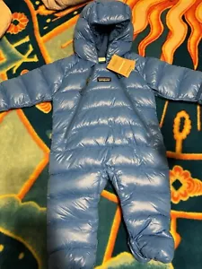 NWT Patagonia Infant Hi-Loft Down Sweater Bunting Snowsuit 12-18Months Blue - Picture 1 of 3