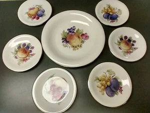 Margarete Hutschenreuther Hohenberg Germany Fruits Bowl & 6 Fruit Plates 6.5" EC - Picture 1 of 9