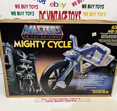 De colección 1983 Tonka MASTERS OF THE UNIVERSE MIGHTY CYCLE BIG WHEEL MOTU Solo en caja Foto 1 de 4