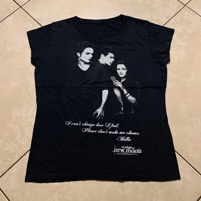 The Twilight Saga New Moon Edward Bella Jacob Movie Promo T-Shirt Juniors XL VTG - Image 1 of 4