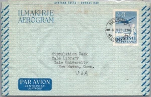 FINLANDIA 1962 CORREO AÉREO PAPELERÍA AEROGRAMA ADDR EE. UU. CANC HELSINKY - Imagen 1 de 2