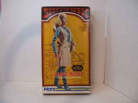 Vintage Marx Johnny West Jane West Action Figure 1974 With Box Cover