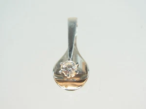 Designer solitaire brilliant pendant 585 White gold with white glasses. 0.28 Carat - Picture 1 of 7
