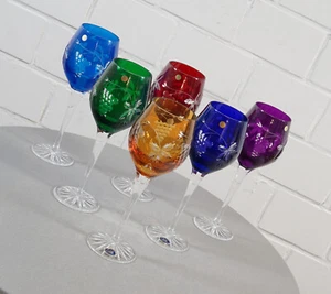 6 magníficos cristales de plomo copas de tallo romanas vino romano hechas a mano Bohemia - Imagen 1 de 23