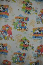 DISNEY, DISNEYLAND Fair, Carnival vintage FLAT BED SHEET 1970s Mickey, Goofy