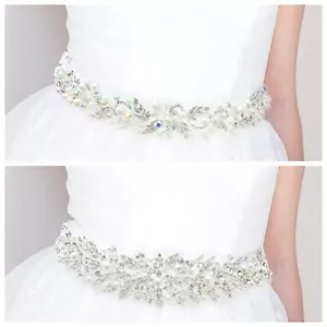 wedding belt Pearl Rhinestone crystal Sash Ribbon Bridal Wedding Belt / Headband - Picture 1 of 6