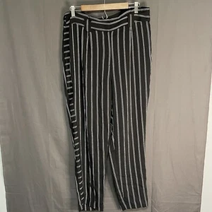 Pantalones de vestir Express Design Studio Editor para mujer talla 14 negros a rayas tiro alto - Imagen 1 de 11