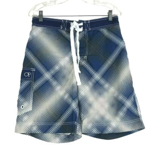 OP Ocean Pacific Swim Trunks Men's Size Medium (32/34) Mesh Lined Blue Silver - Picture 1 of 8