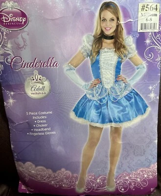 NEW Adult Medium 6-8 Cinderella Dress Halloween Costume Disney Princess 5 Piece - Image 1 of 4