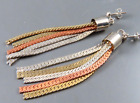 Vtg Mixed Metals Dangle Earrings Gold Silver Copper/Bronze Chain Tassel Fringe
