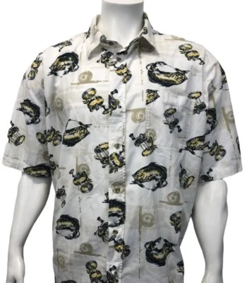 Michael Austin Rugged Wear Mens Short Sleeve Fishing Rods Fish Theme Shirt XXL - Image 1 of 4