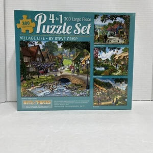Bits And Pieces Puzzle 300, 4 In 1 , Village Life By Steve Cliff , New - Picture 1 of 5