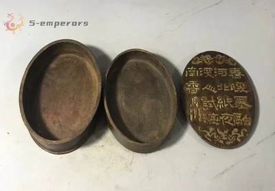 Caja Cartucho Tinta Caja Dos Pisos Bronce Chino Colección Antigua Decoración Mesa Foto 1 de 4