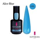 Gel Polish HEMA free made in UK blue pastel ALICE BLUE Glitterama Nails 15ml