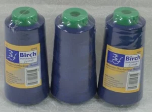 Birch Overlocker Thread 3 x 2500m Cones, 100% Polyester, Colour ROYAL BLUE - Imagen 1 de 2