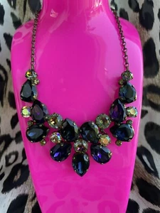 Sorrelli Dare To Pear Aurora Sky Antik Gold Dunkelblau Swarovski Halskette 353 $ - Bild 1 von 8