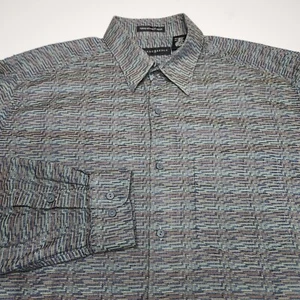 Jhane Barnes Geometric Abstract Stripe Print Button Down Shirt Mens Sz L Preppy - Picture 1 of 10