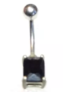Bauchring gemmt Smaragdschliff schwarz nicht baumelnd Marine Stahl - Bild 1 von 3