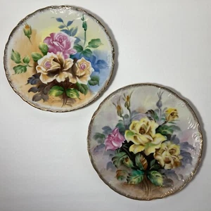Plato de pared Norleans firmado a mano floral rosas amarillas 8 1/4" de colección Japón - Imagen 1 de 11