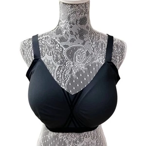 NWOT HONEY LOVE Silhouette Bra SZ XL++ Black Wireless Velveteen Flocking Sexy - Picture 1 of 11