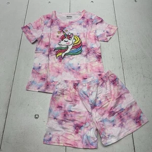 Unicabbit 21 Pink Unicorn Graphic 2 Piece Shirt Shorts Pajama Set Girls Size 10T - Picture 1 of 8