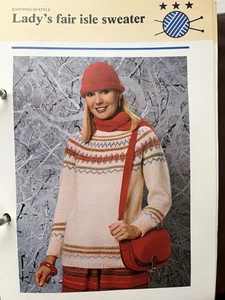 Original Knitting Pattern - Ladies Fairisle Sweater Jumper Top - Picture 1 of 1