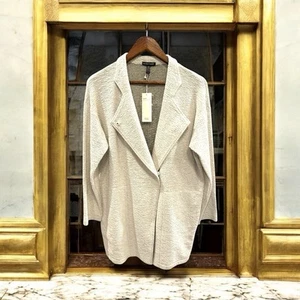NWT Eileen Fisher Tencel Jacquard Wrap Coat Textured Knit Notch Collar Sz S/P - Picture 1 of 15